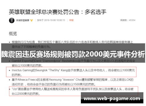魏震因违反赛场规则被罚款2000美元事件分析
